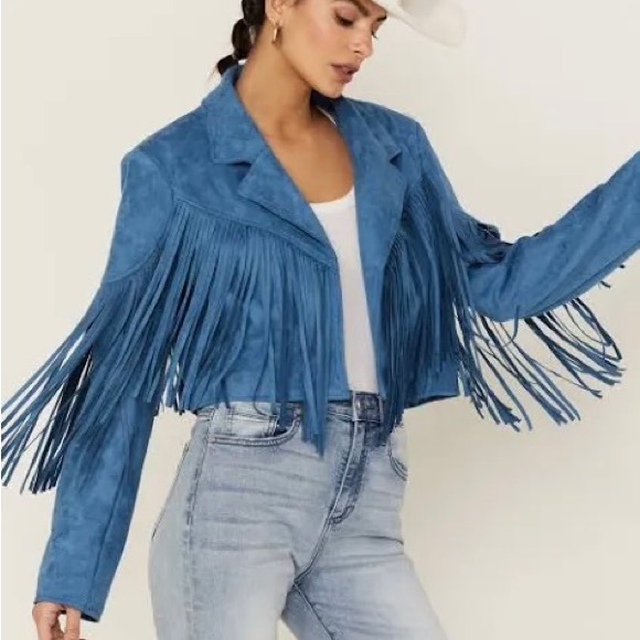 Saints & Hearts Cropped Fringe Jacket. Size Small - Picture 5 of 5